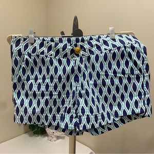 lawrence & lillian Shorts with Blue Geometric Pattern